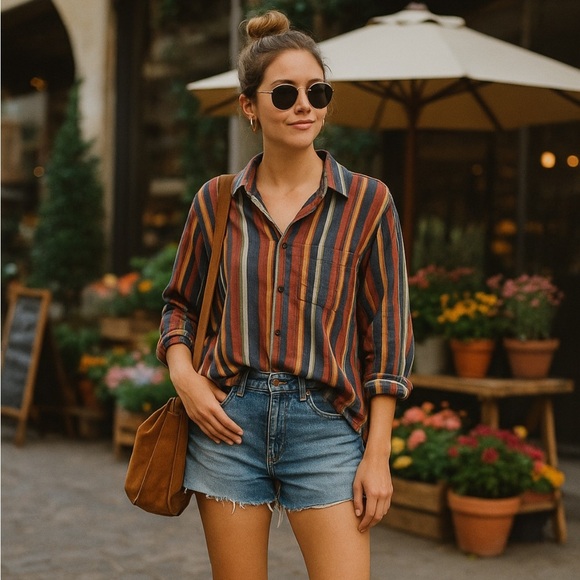 Urban Outfitters stripe Button down shirt size small - Picture 1 of 4